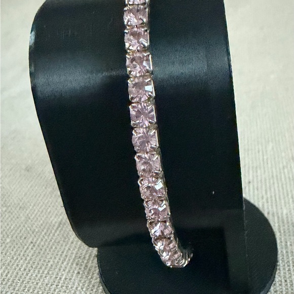 Three Crystal-Embellished Stretch Bangle Bracelet - Blue, Gray, Brown - Picture 9 of 10